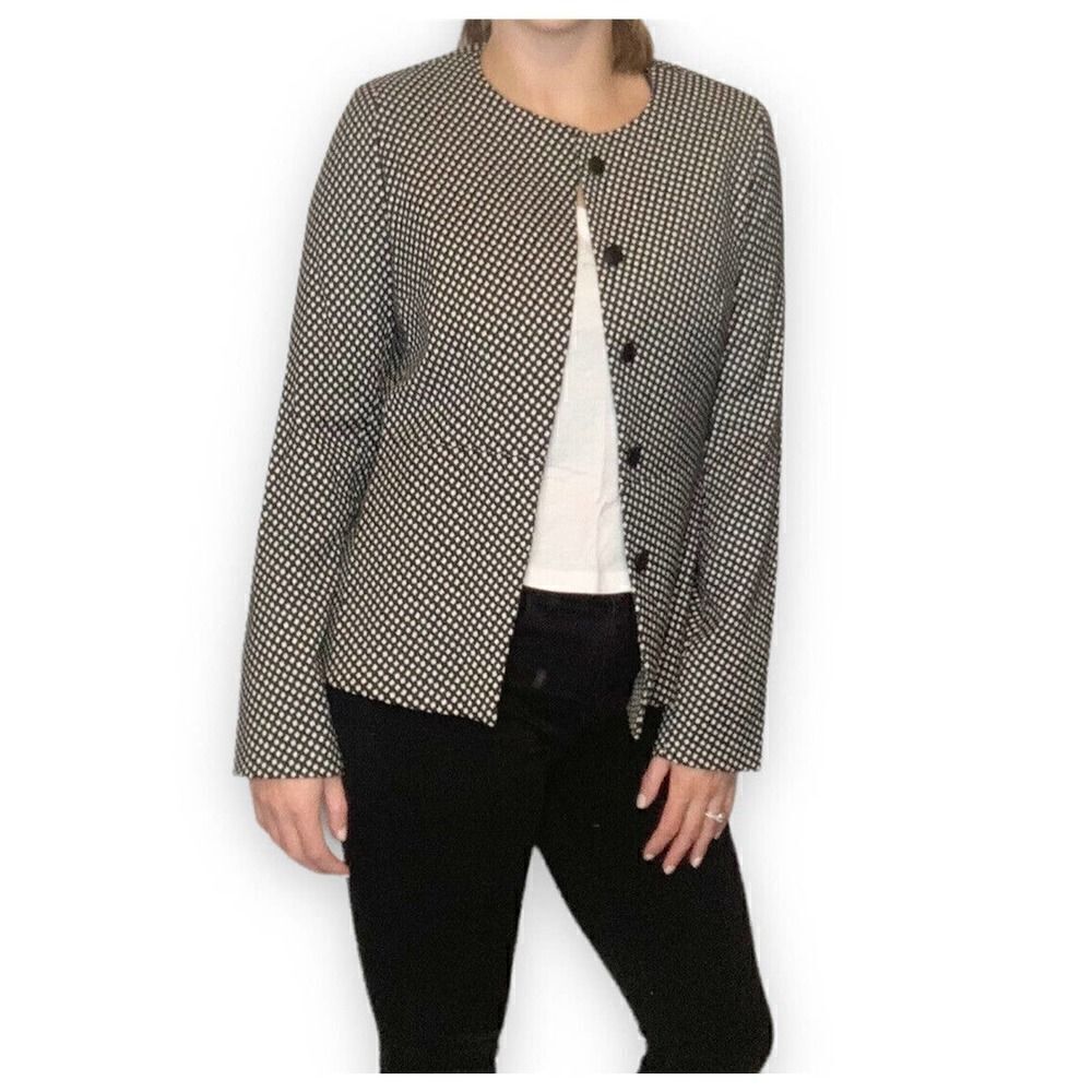 MAX MARA Black White Square Printed Evening Jacket Women’s Size: 8 (Fits 4/6) S)